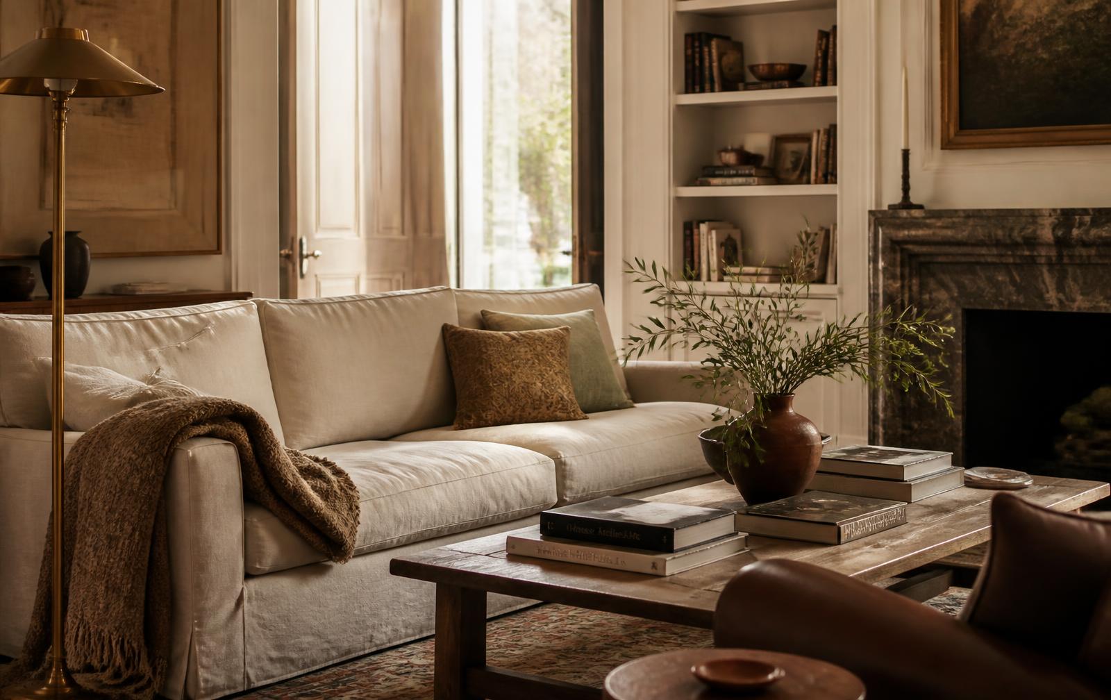 Warm, lived-in upscale living room